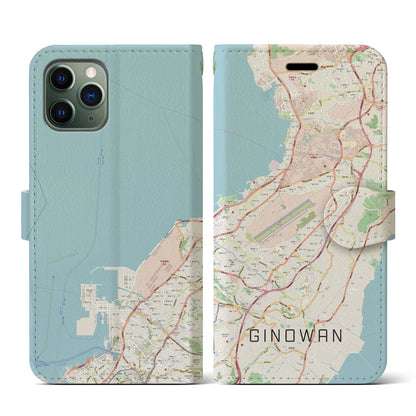 【宜野湾（沖縄県）】地図柄iPhoneケース（手帳タイプ）ナチュラル・iPhone 11 Pro 用