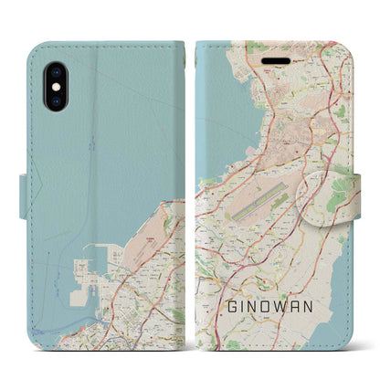 【宜野湾（沖縄県）】地図柄iPhoneケース（手帳タイプ）ナチュラル・iPhone XS / X 用