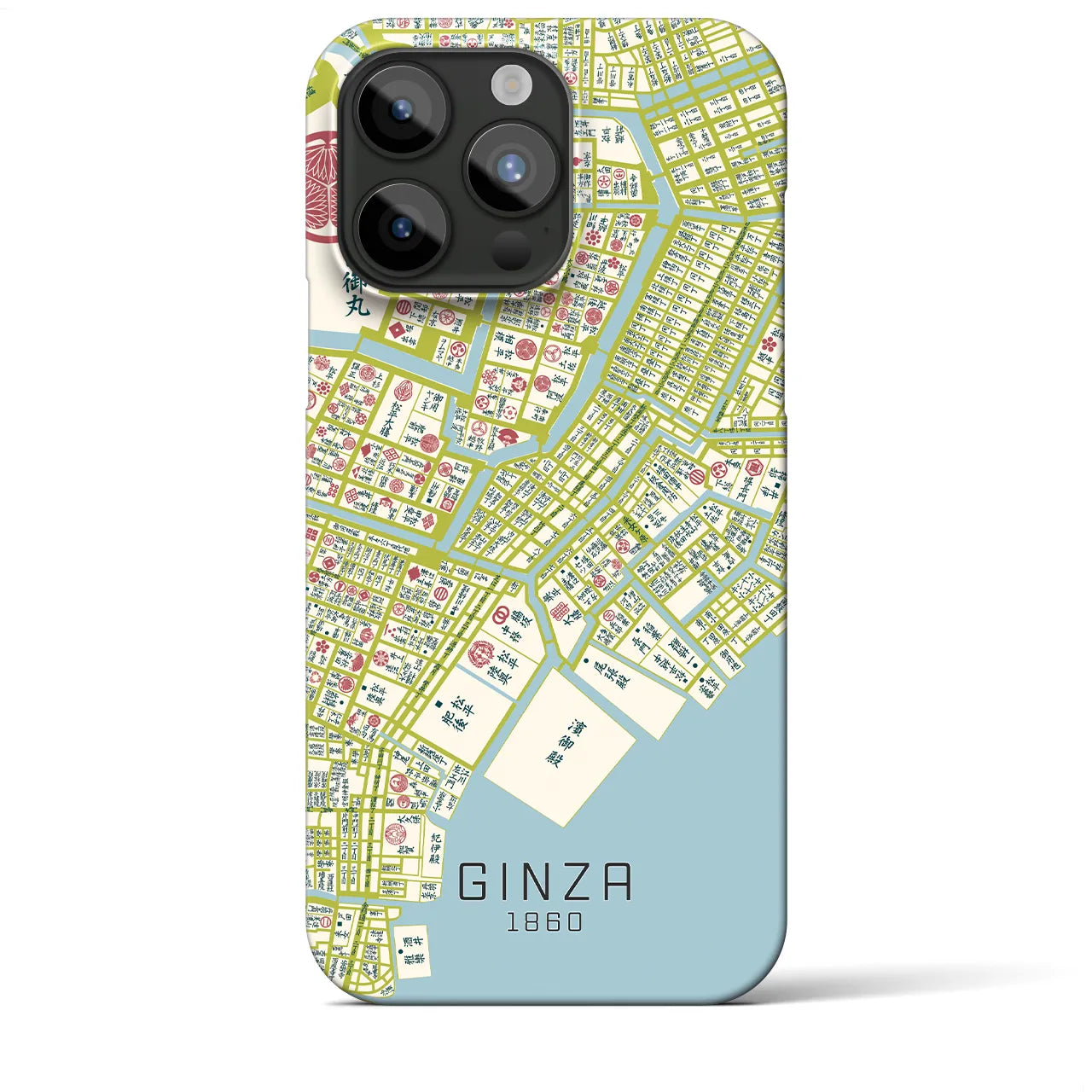 【銀座1860】地図柄iPhoneケース（バックカバータイプ・ナチュラル）iPhone 15 Pro Max 用