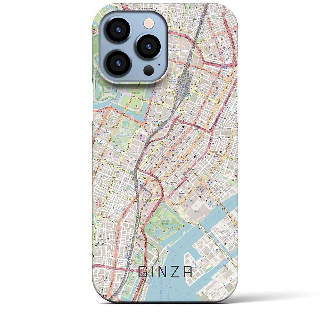 【銀座】地図柄iPhoneケース（バックカバータイプ・ナチュラル）iPhone 13 Pro Max 用