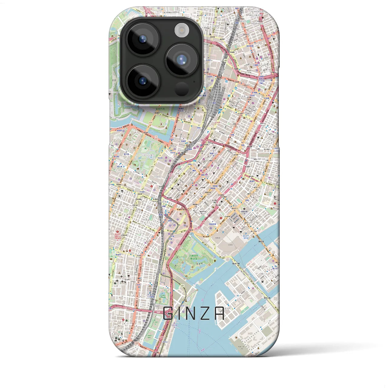 【銀座】地図柄iPhoneケース（バックカバータイプ・ナチュラル）iPhone 15 Pro Max 用