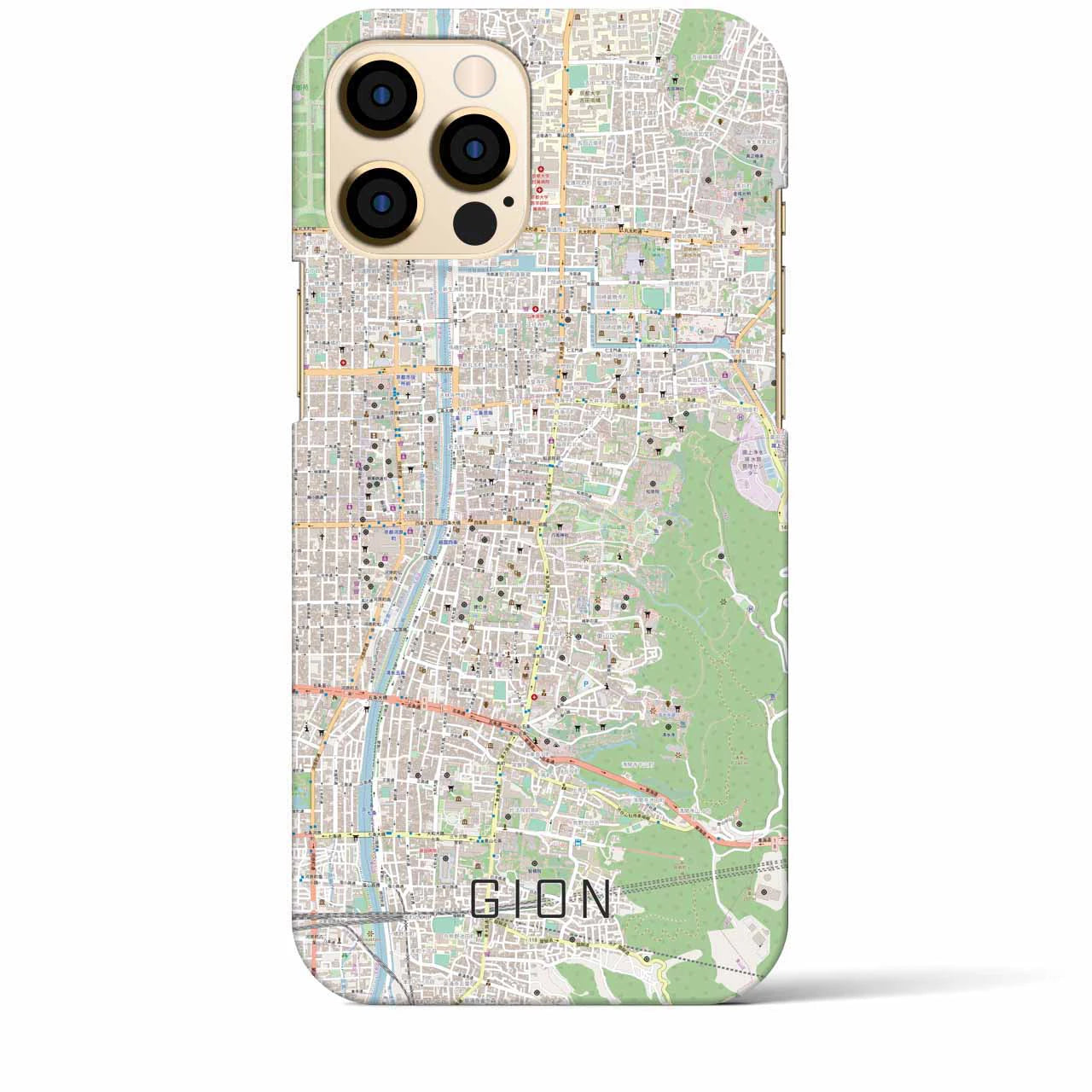 【祇園】地図柄iPhoneケース（バックカバータイプ・ナチュラル）iPhone 12 Pro Max 用