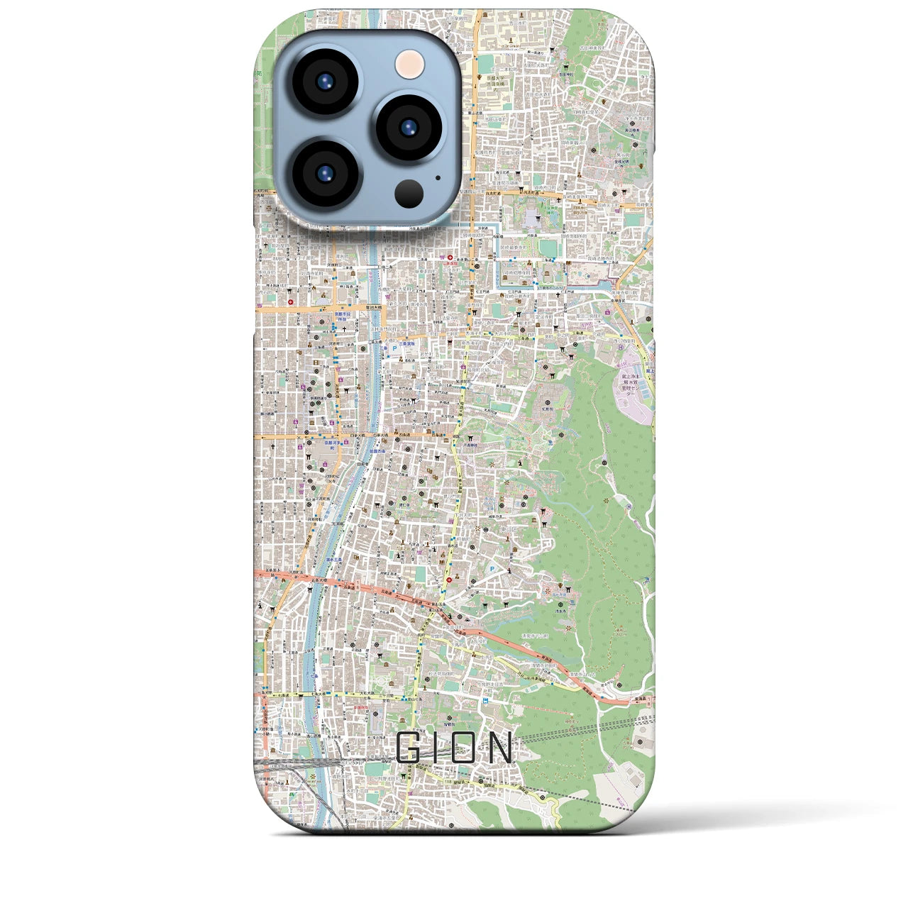 【祇園】地図柄iPhoneケース（バックカバータイプ・ナチュラル）iPhone 13 Pro Max 用