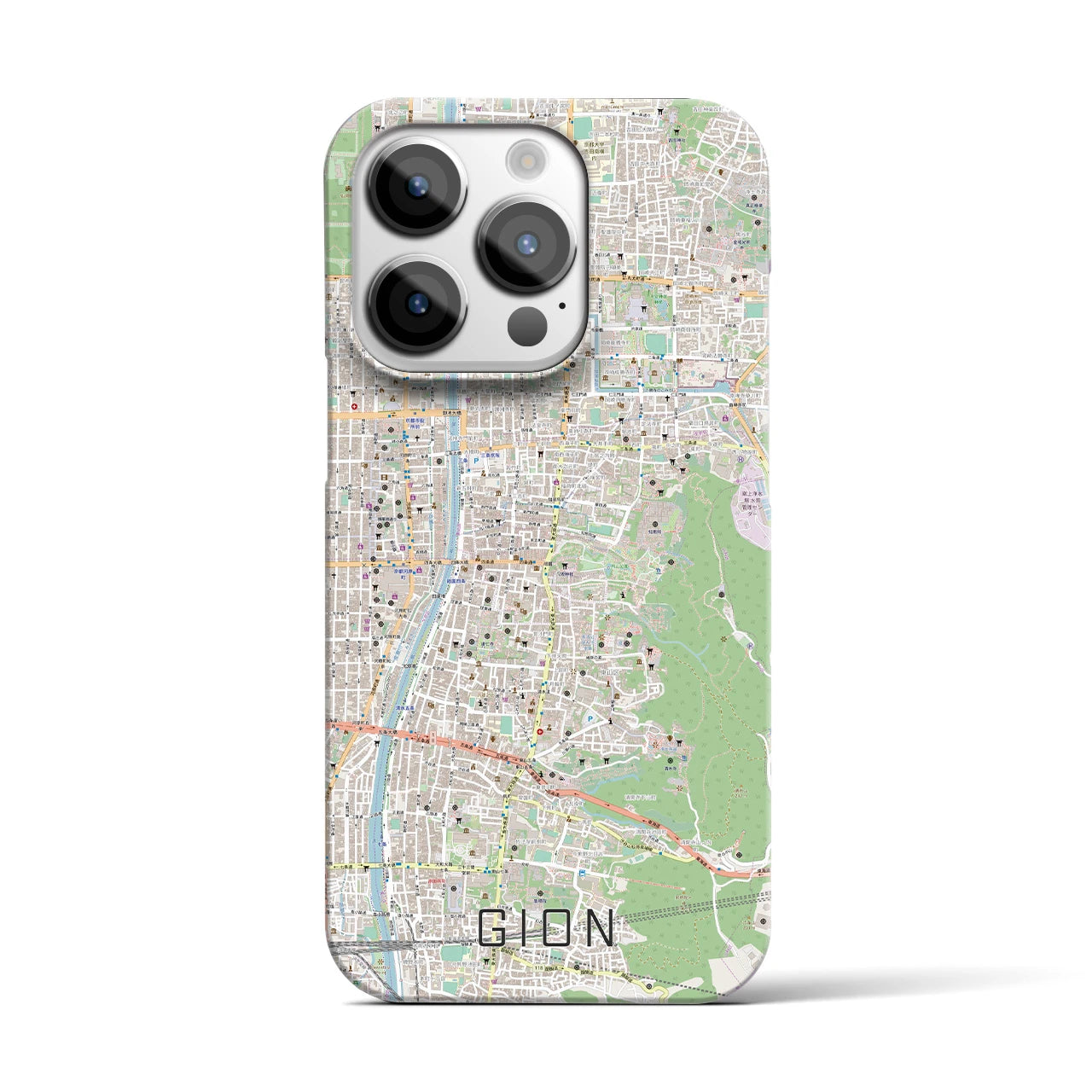 【祇園】地図柄iPhoneケース（バックカバータイプ・ナチュラル）iPhone 14 Pro 用