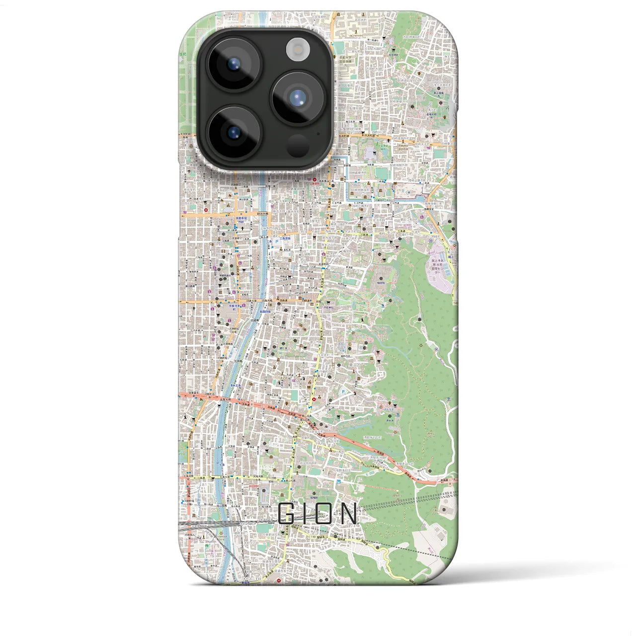 【祇園】地図柄iPhoneケース（バックカバータイプ・ナチュラル）iPhone 15 Pro Max 用