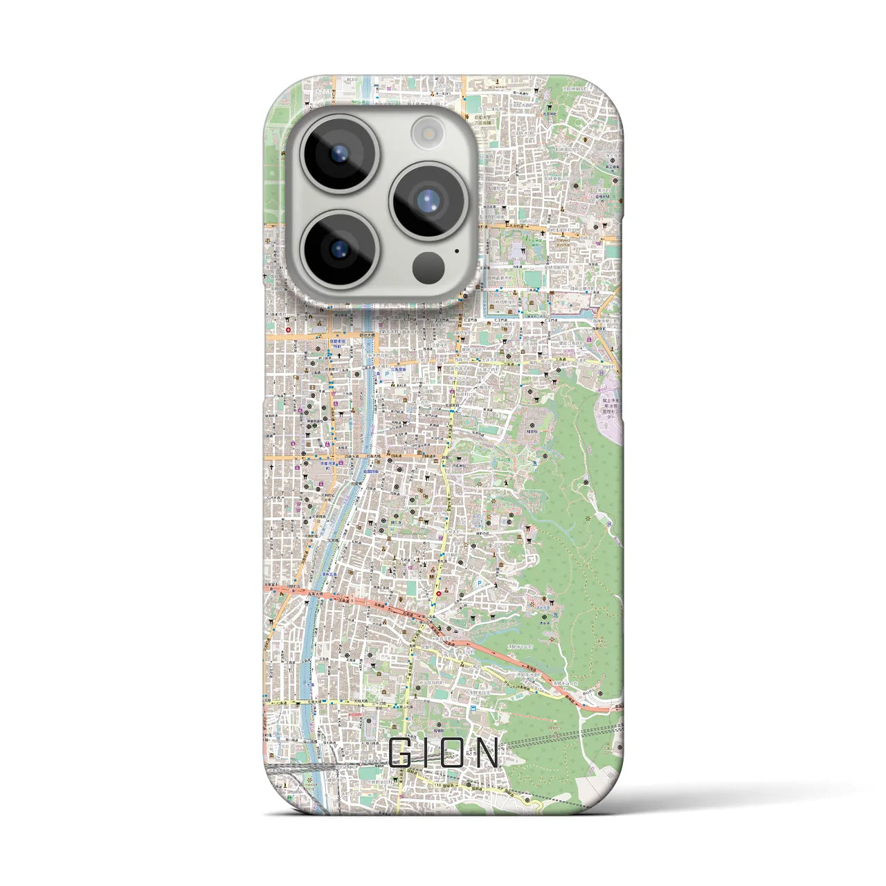 【祇園】地図柄iPhoneケース（バックカバータイプ・ナチュラル）iPhone 15 Pro 用