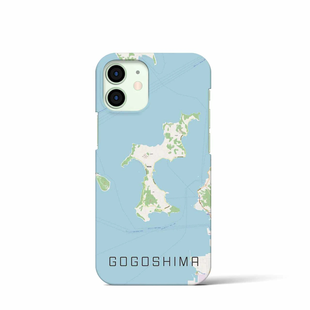 【興居島】地図柄iPhoneケース（バックカバータイプ・ナチュラル）iPhone 12 mini 用