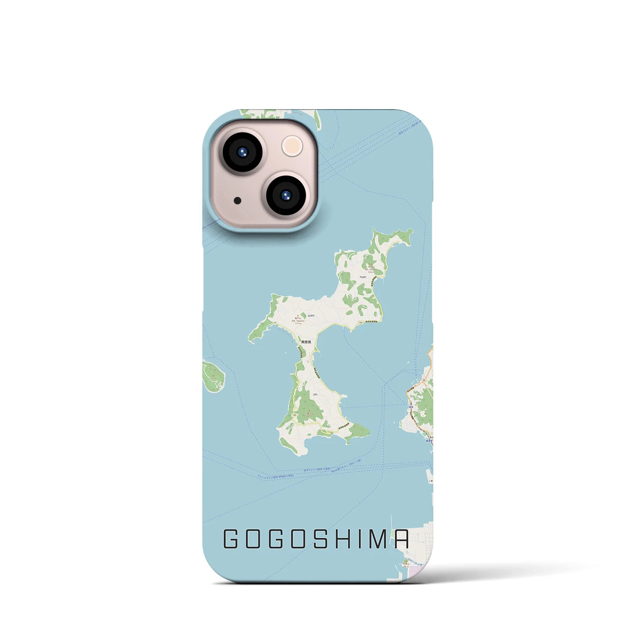 【興居島】地図柄iPhoneケース（バックカバータイプ・ナチュラル）iPhone 13 mini 用