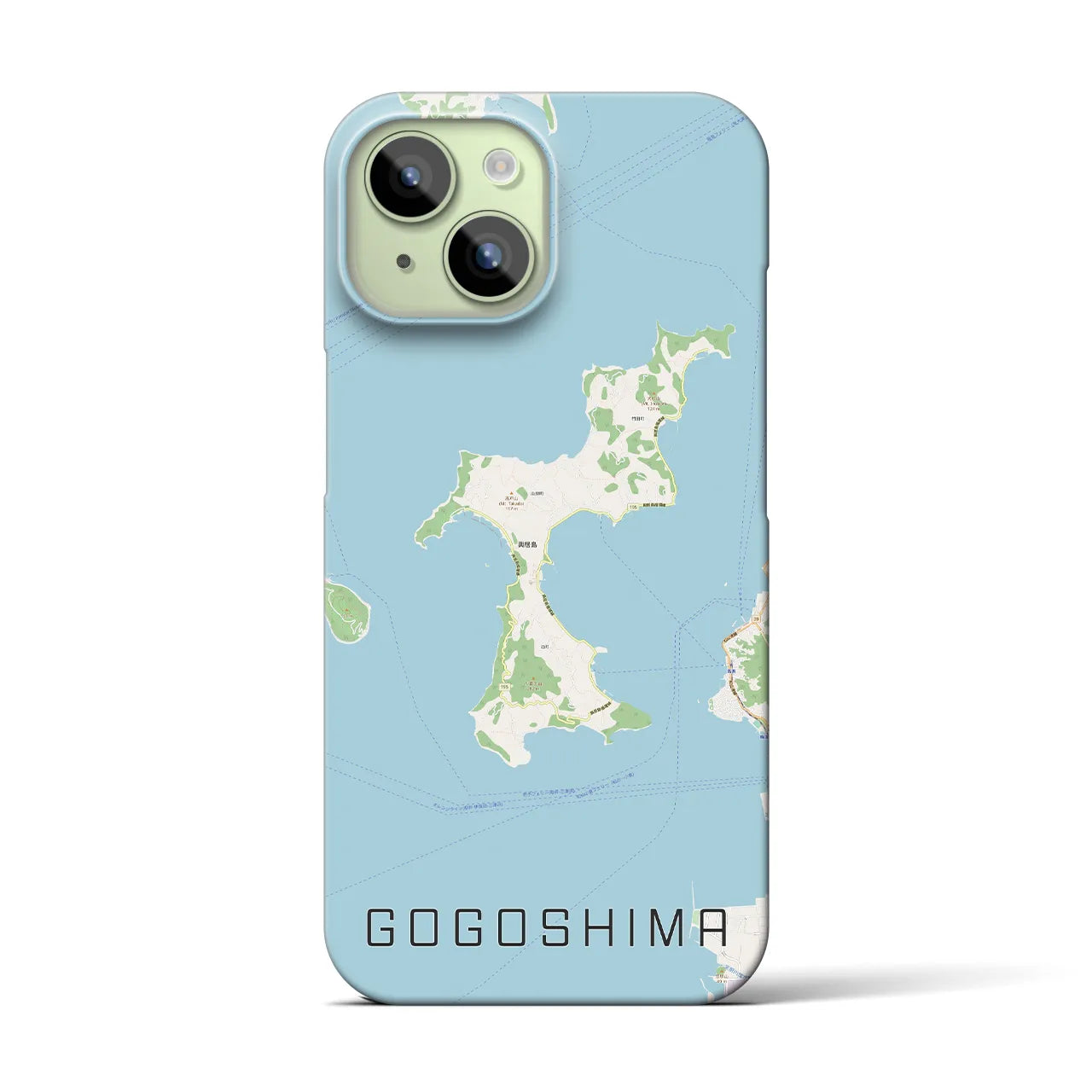 【興居島】地図柄iPhoneケース（バックカバータイプ・ナチュラル）iPhone 15 用