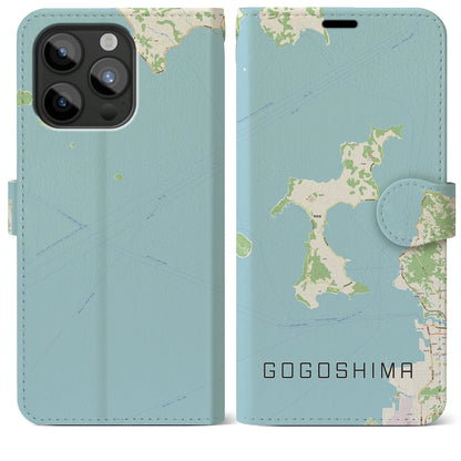 【興居島（愛媛県）】地図柄iPhoneケース（手帳タイプ）ナチュラル・iPhone 15 Pro Max 用