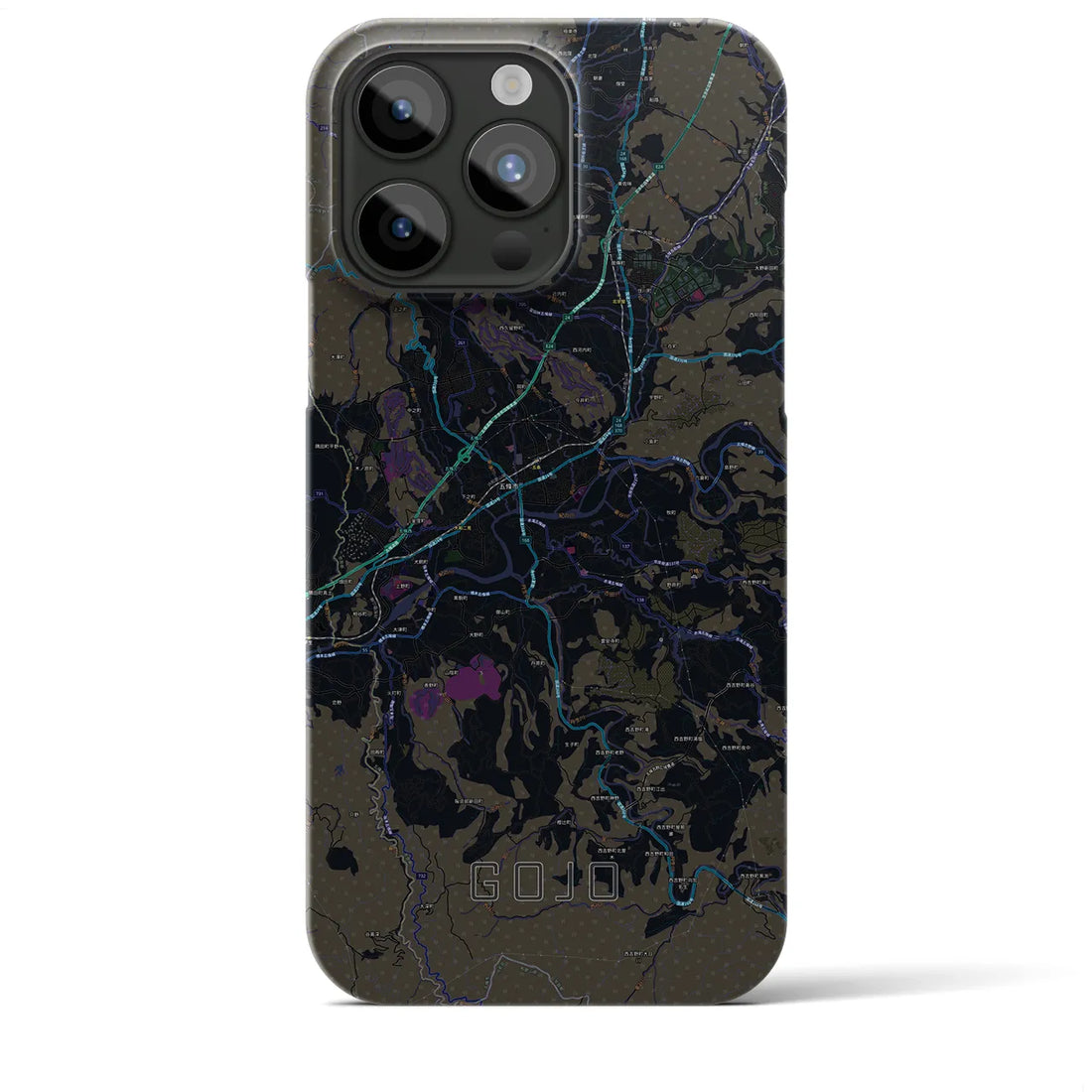 【五條】地図柄iPhoneケース（バックカバータイプ・ブラック）iPhone 15 Pro Max 用
