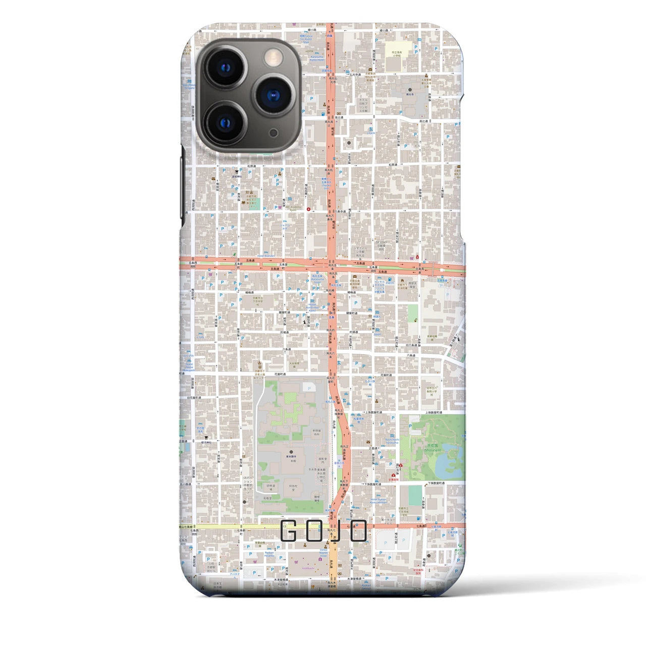 【五条】地図柄iPhoneケース（バックカバータイプ・ナチュラル）iPhone 11 Pro Max 用