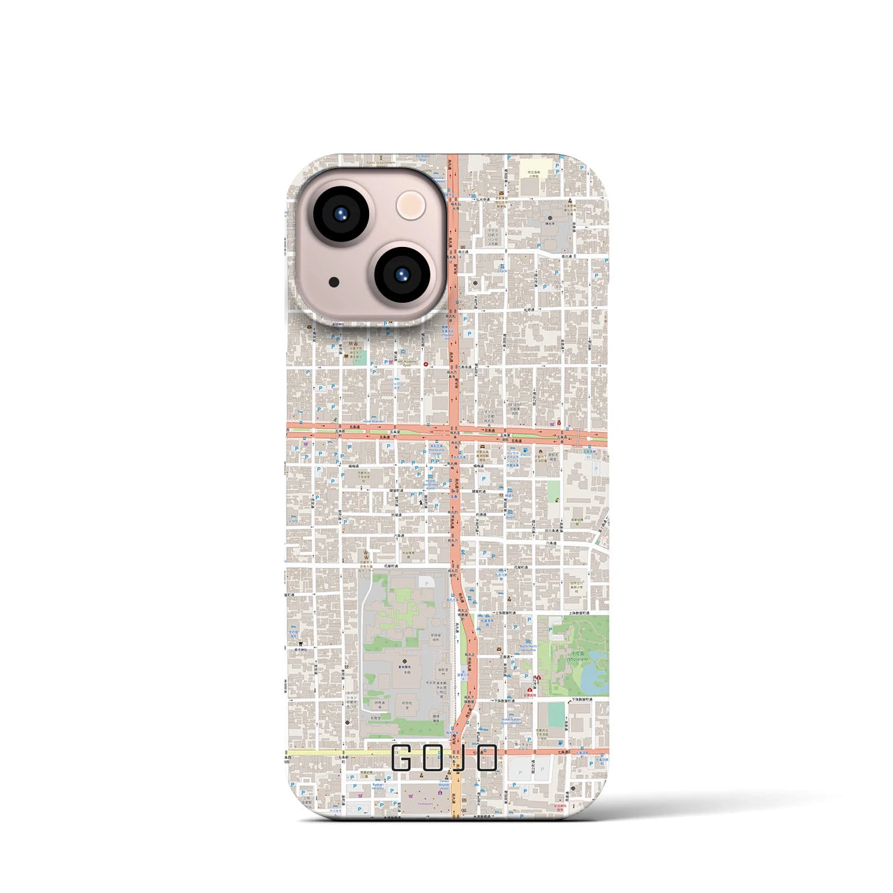【五条】地図柄iPhoneケース（バックカバータイプ・ナチュラル）iPhone 13 mini 用