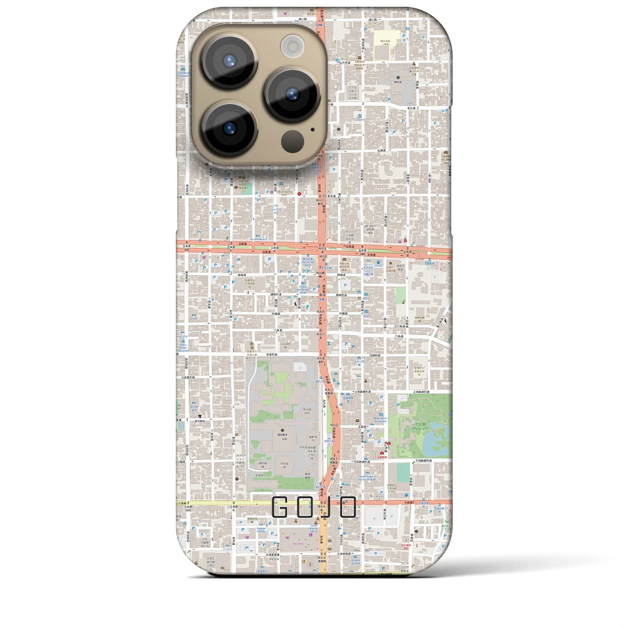 【五条】地図柄iPhoneケース（バックカバータイプ・ナチュラル）iPhone 14 Pro Max 用