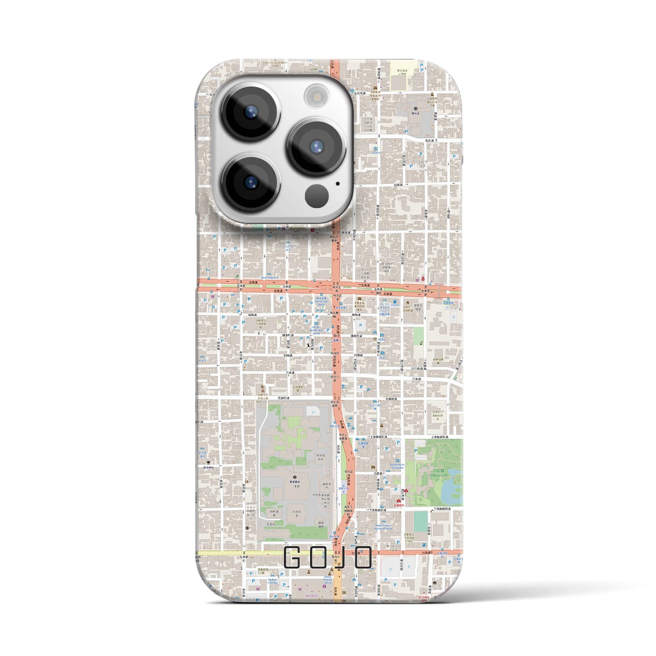【五条】地図柄iPhoneケース（バックカバータイプ・ナチュラル）iPhone 14 Pro 用