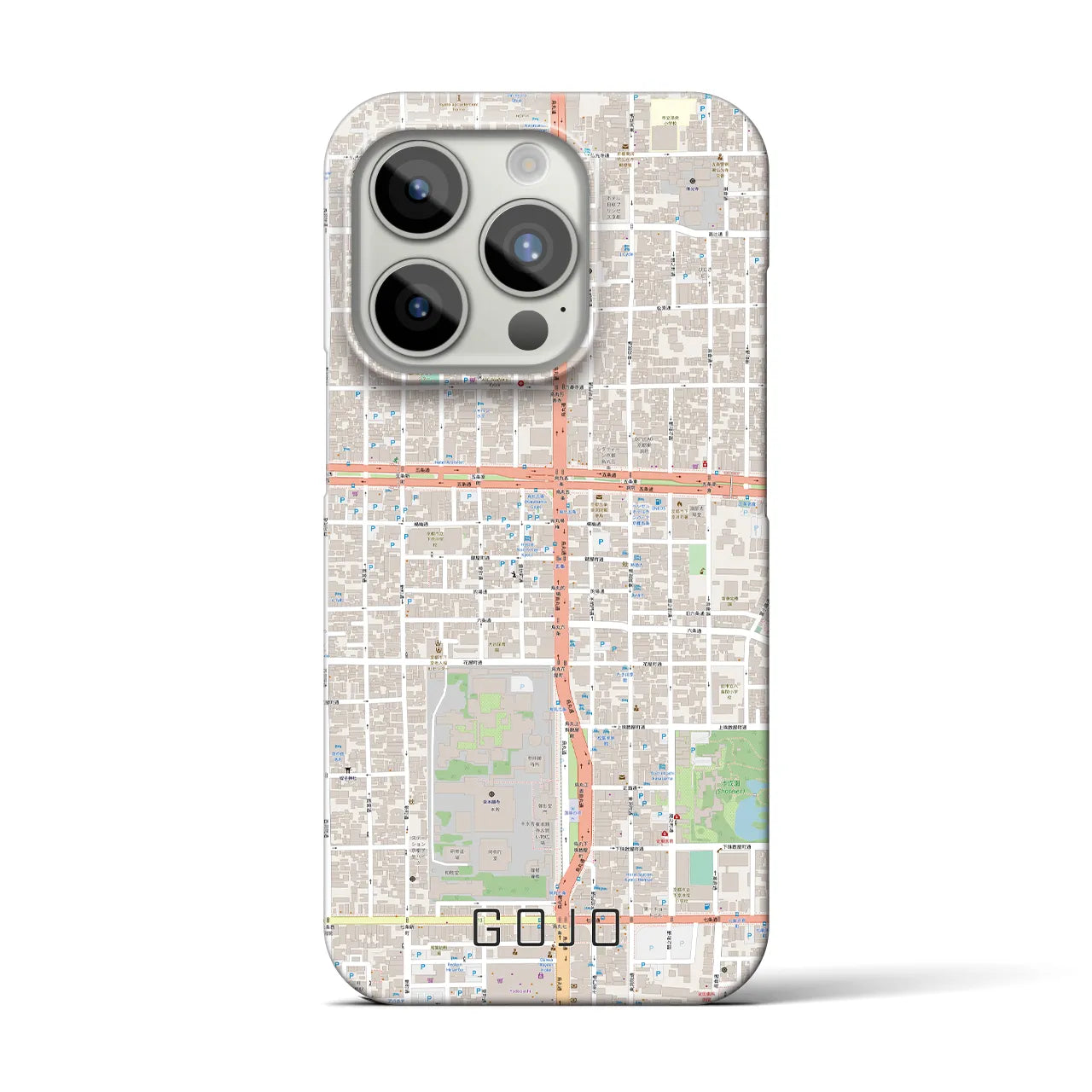 【五条】地図柄iPhoneケース（バックカバータイプ・ナチュラル）iPhone 15 Pro 用