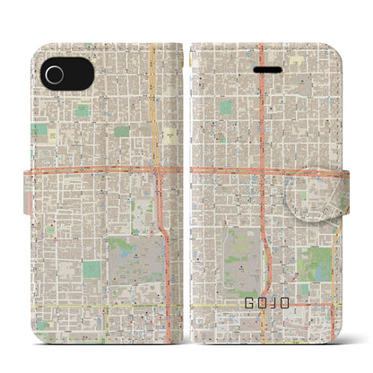 【五条（京都府）】地図柄iPhoneケース（手帳タイプ）ナチュラル・iPhone SE（第3 / 第2世代） / 8 / 7 / 6s / 6 用