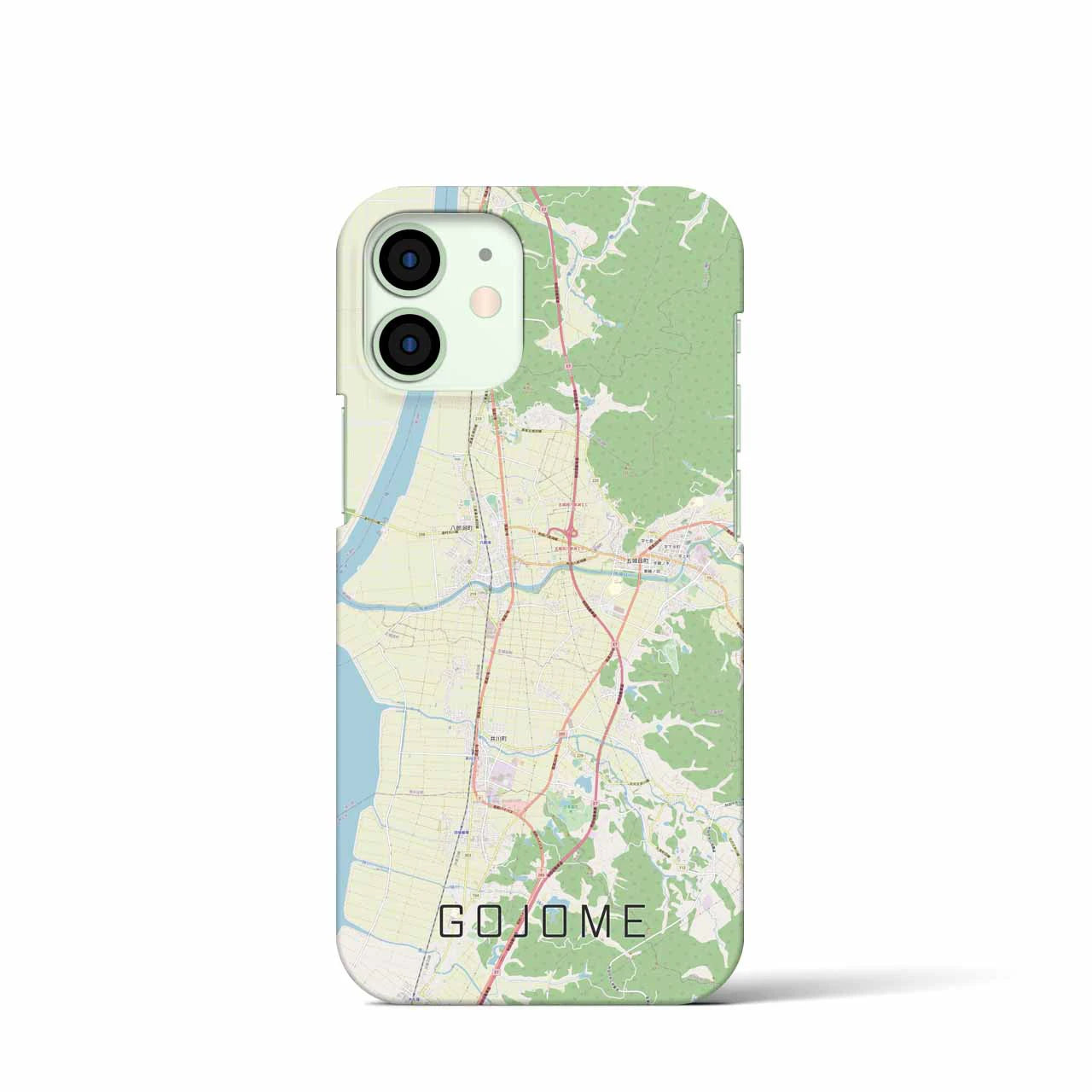 【五城目】地図柄iPhoneケース（バックカバータイプ・ナチュラル）iPhone 12 mini 用