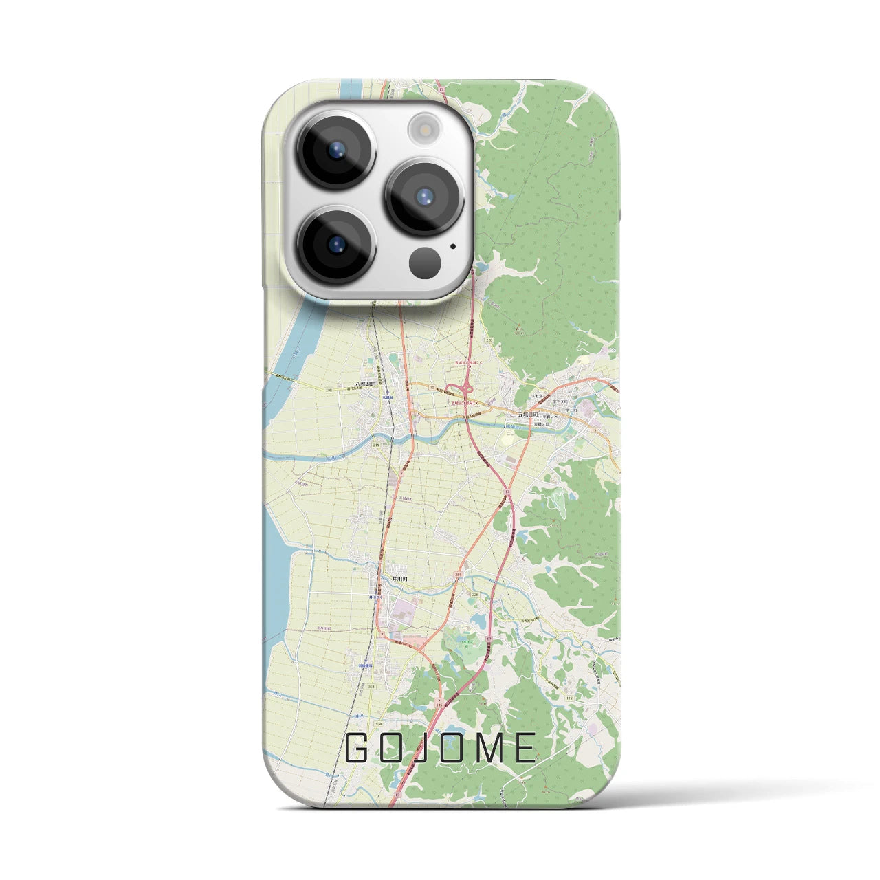【五城目】地図柄iPhoneケース（バックカバータイプ・ナチュラル）iPhone 14 Pro 用