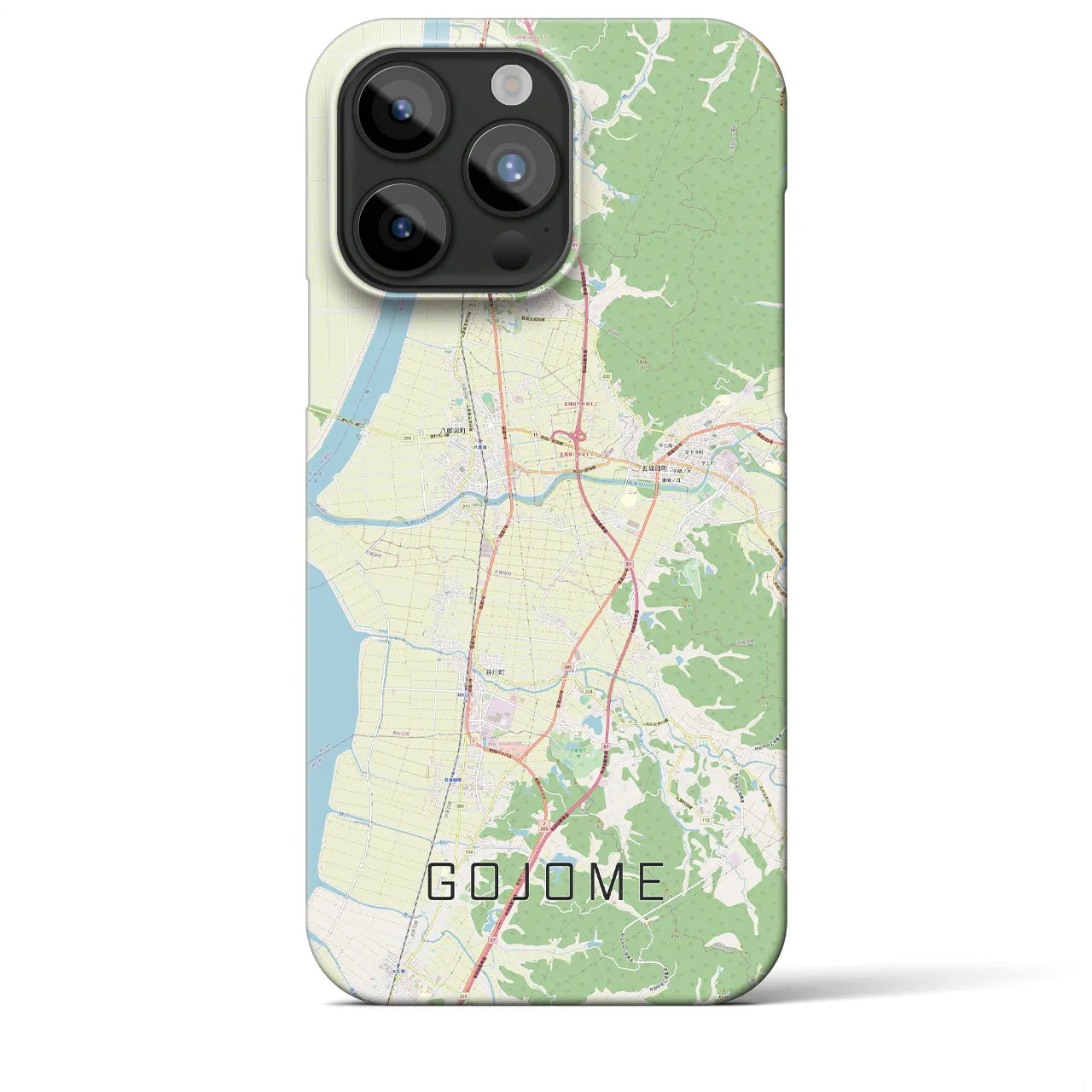 【五城目】地図柄iPhoneケース（バックカバータイプ・ナチュラル）iPhone 15 Pro Max 用