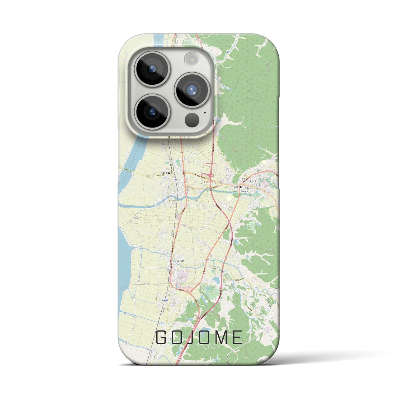 【五城目】地図柄iPhoneケース（バックカバータイプ・ナチュラル）iPhone 15 Pro 用
