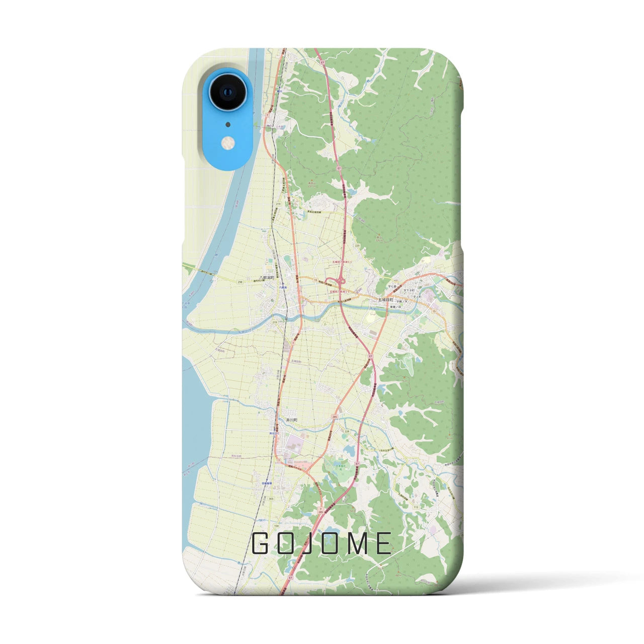 【五城目】地図柄iPhoneケース（バックカバータイプ・ナチュラル）iPhone XR 用