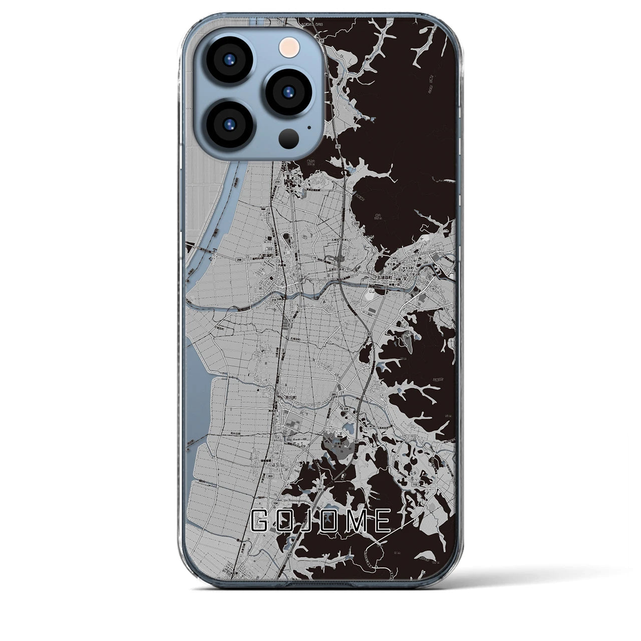 【五城目】地図柄iPhoneケース（クリアタイプ・モノトーン）iPhone 13 Pro Max 用