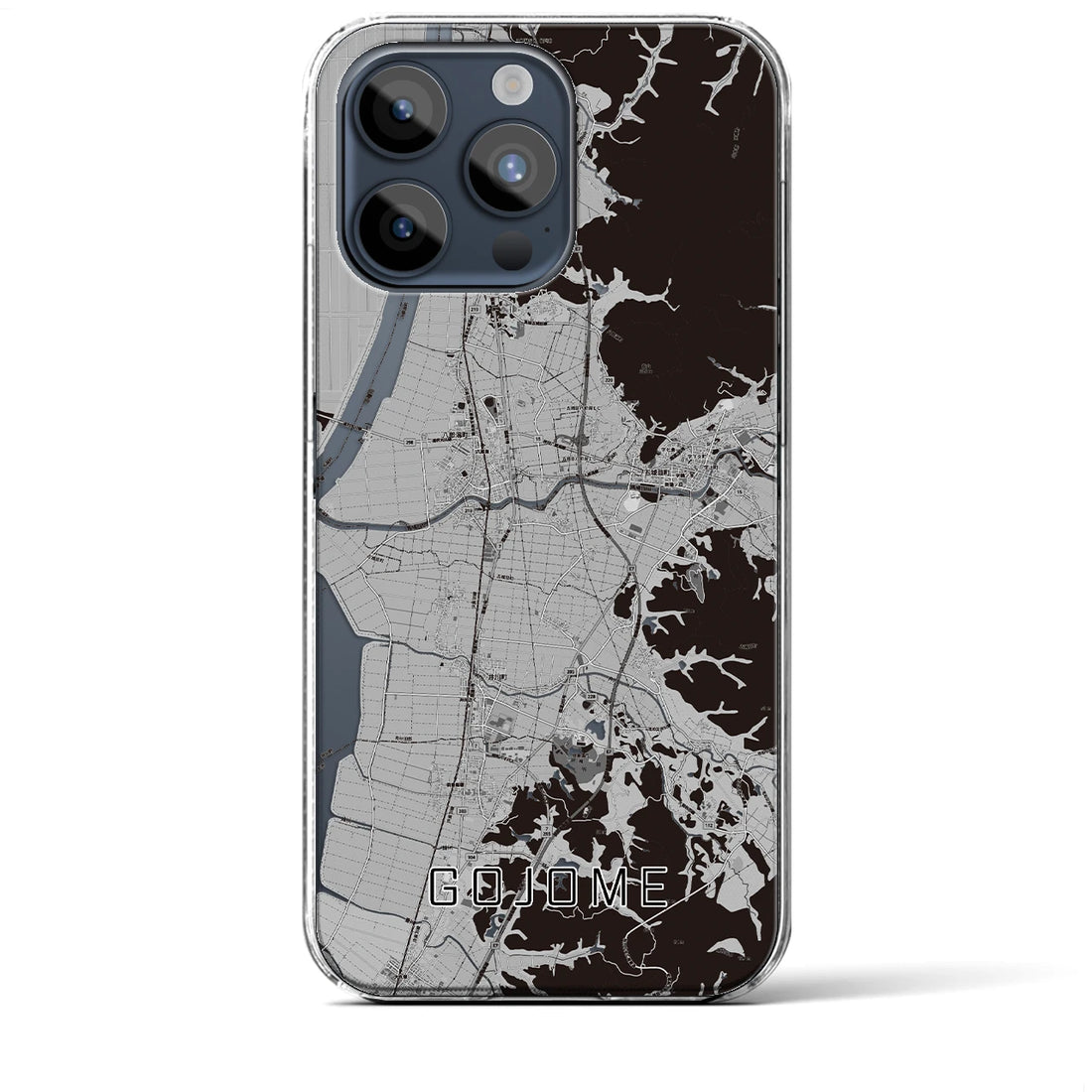 【五城目】地図柄iPhoneケース（クリアタイプ・モノトーン）iPhone 15 Pro Max 用