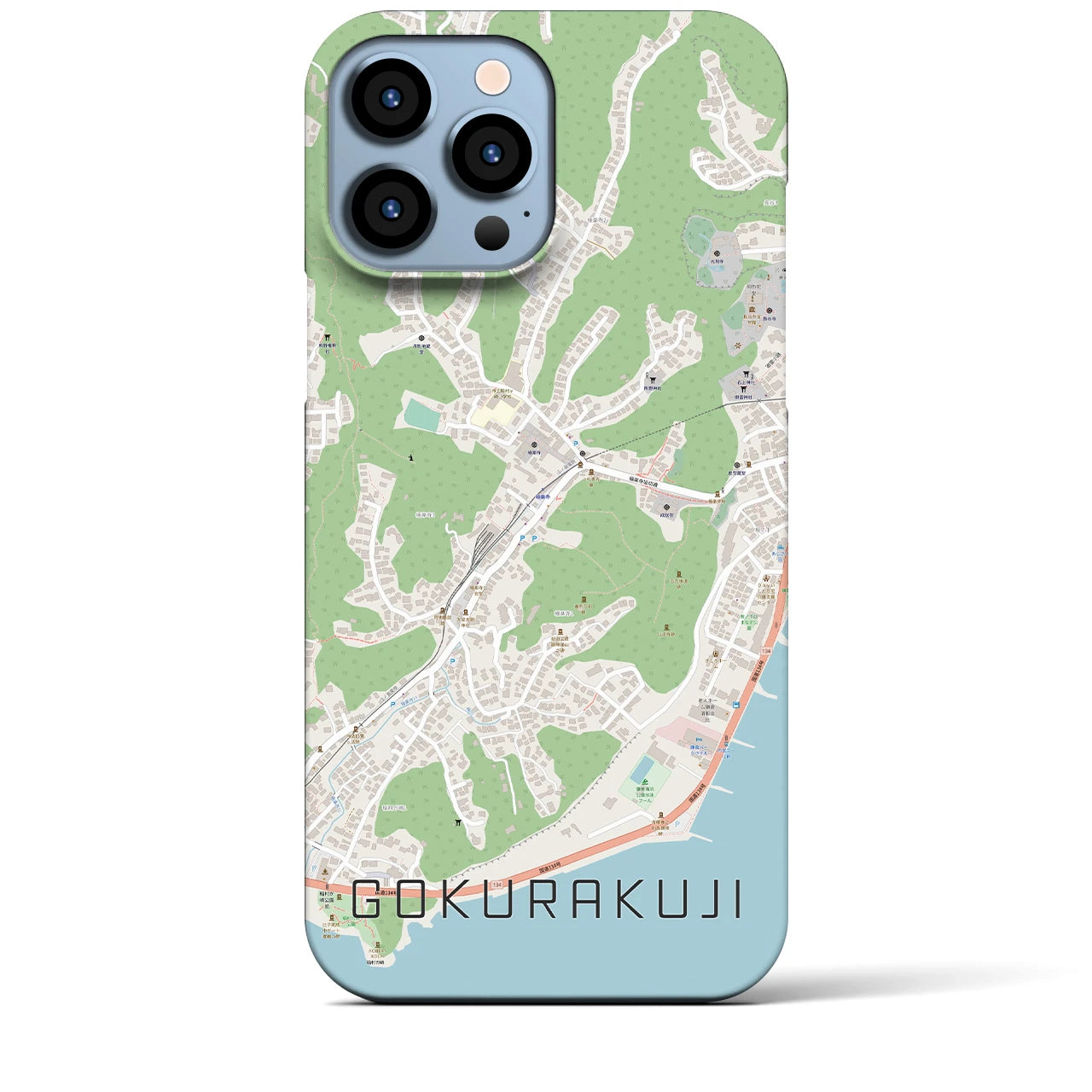 【極楽寺】地図柄iPhoneケース（バックカバータイプ・ナチュラル）iPhone 13 Pro Max 用