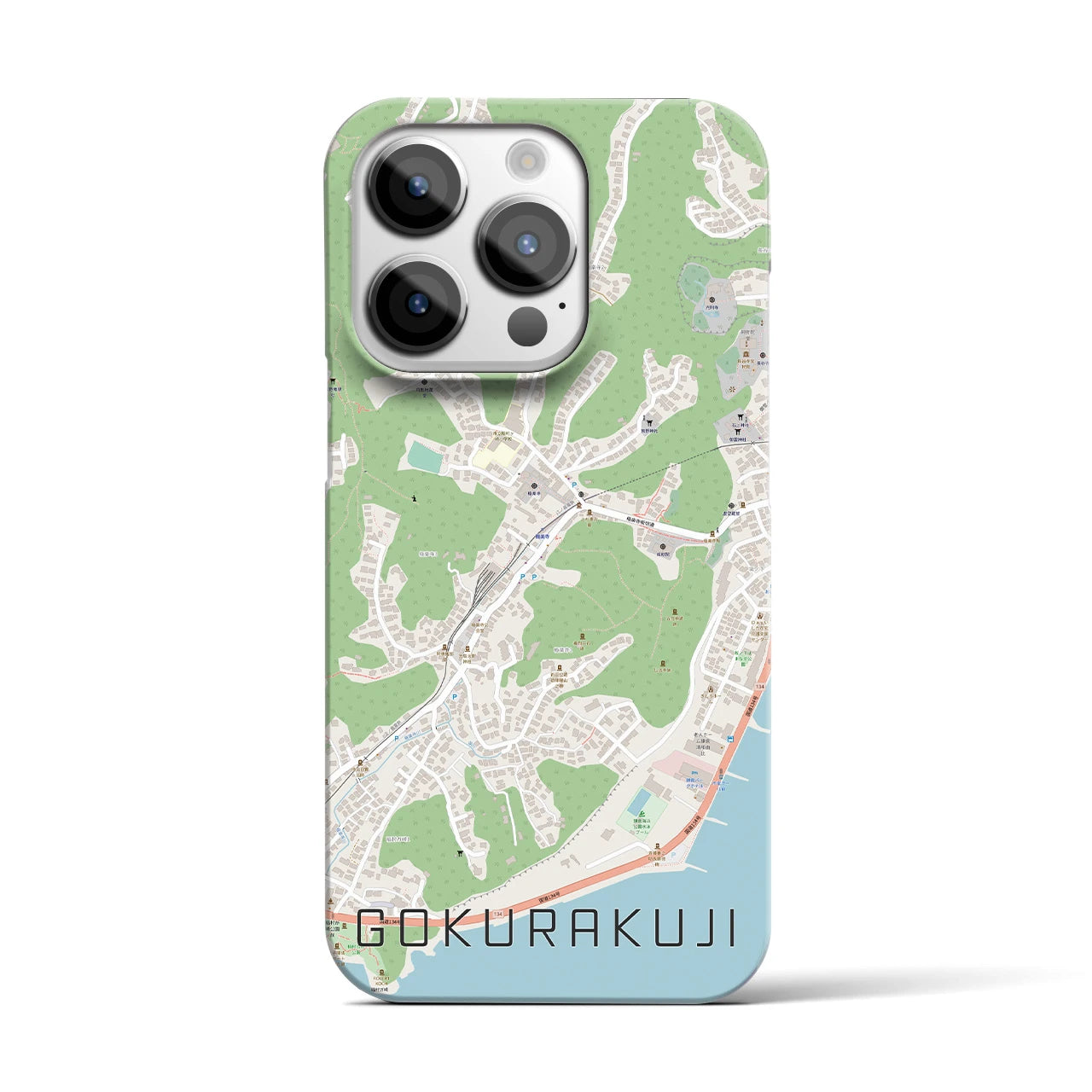 【極楽寺】地図柄iPhoneケース（バックカバータイプ・ナチュラル）iPhone 14 Pro 用