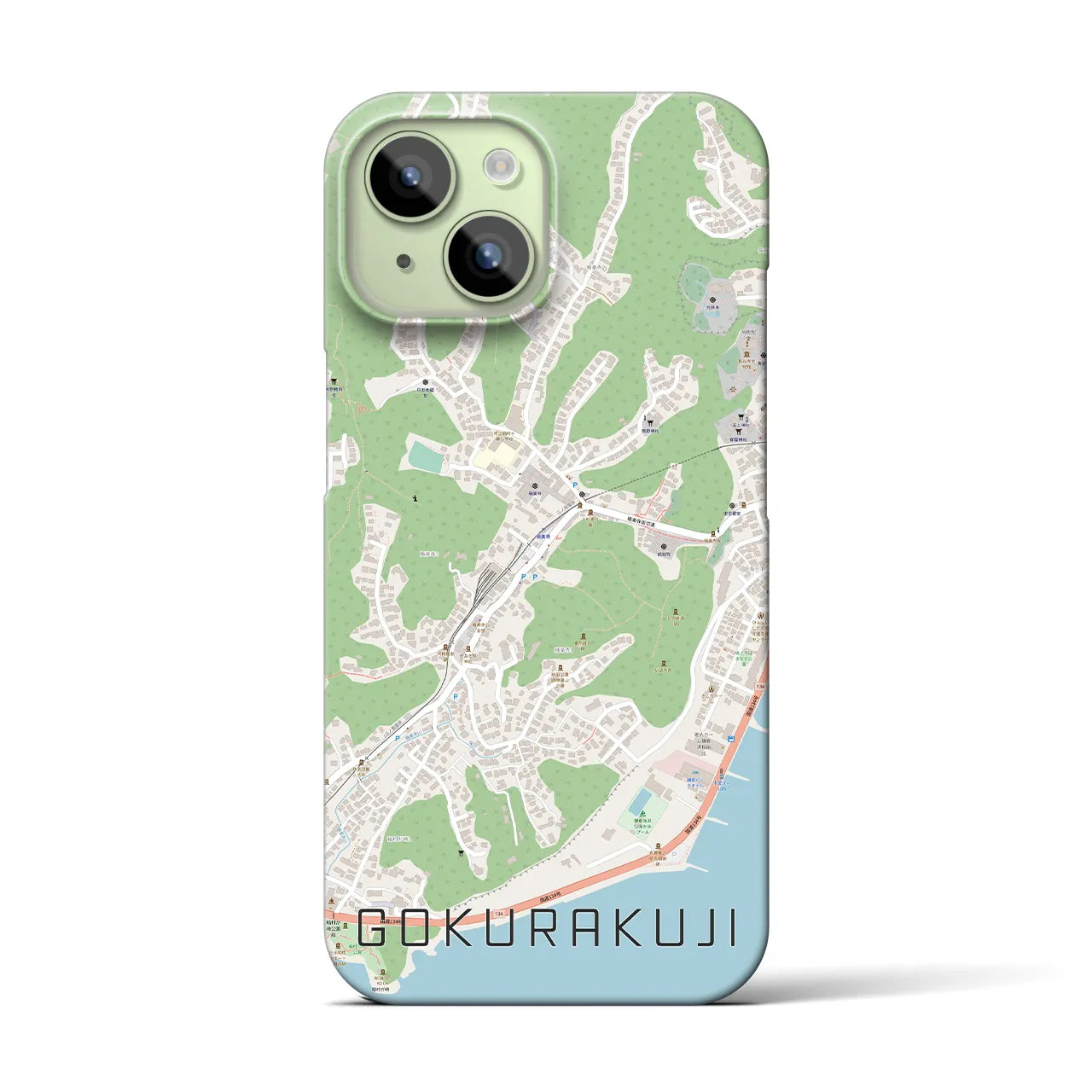 【極楽寺】地図柄iPhoneケース（バックカバータイプ・ナチュラル）iPhone 15 用