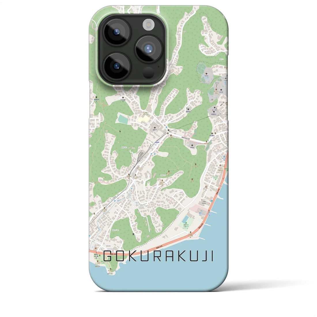 【極楽寺】地図柄iPhoneケース（バックカバータイプ・ナチュラル）iPhone 15 Pro Max 用