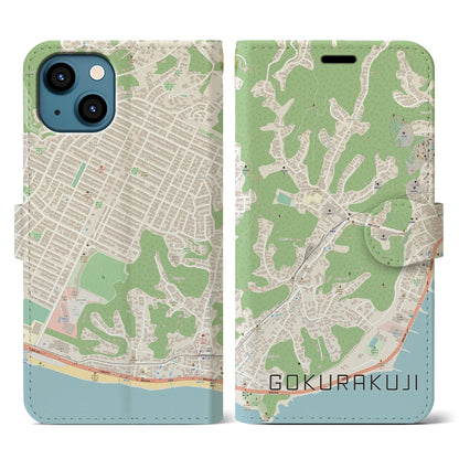 【極楽寺（神奈川県）】地図柄iPhoneケース（手帳タイプ）ナチュラル・iPhone 13 用