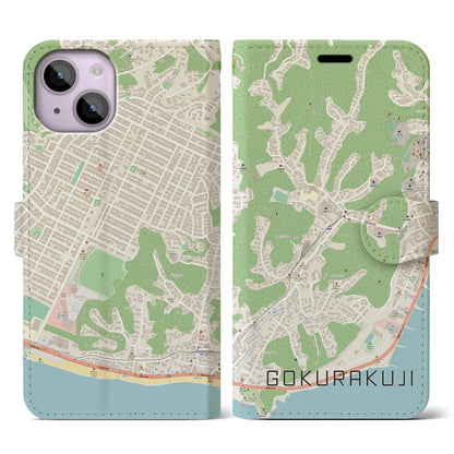 【極楽寺（神奈川県）】地図柄iPhoneケース（手帳タイプ）ナチュラル・iPhone 14 用