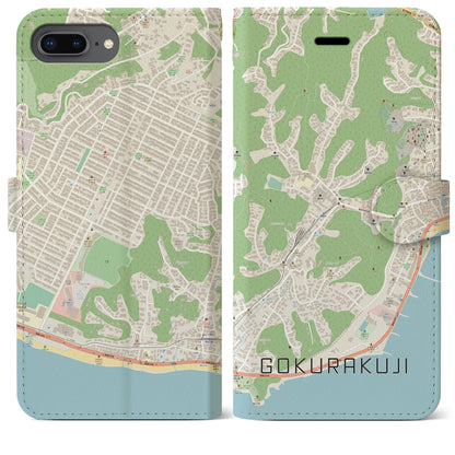 【極楽寺（神奈川県）】地図柄iPhoneケース（手帳タイプ）ナチュラル・iPhone 8Plus /7Plus / 6sPlus / 6Plus 用