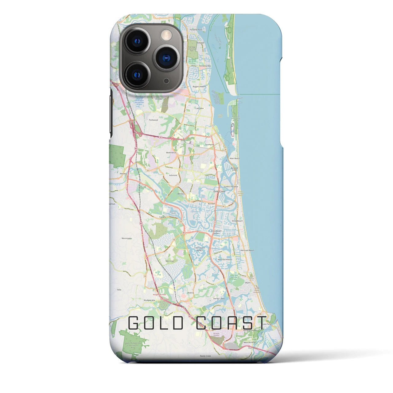 【ゴールドコースト】地図柄iPhoneケース（バックカバータイプ・ナチュラル）iPhone 11 Pro Max 用