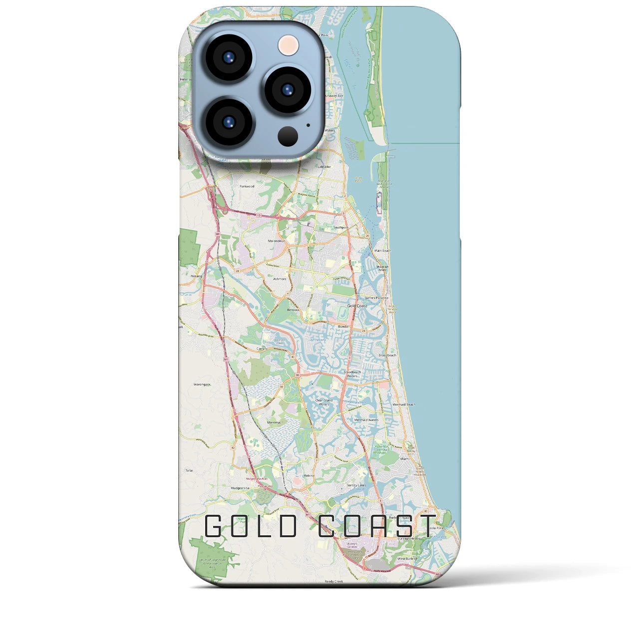 【ゴールドコースト】地図柄iPhoneケース（バックカバータイプ・ナチュラル）iPhone 13 Pro Max 用