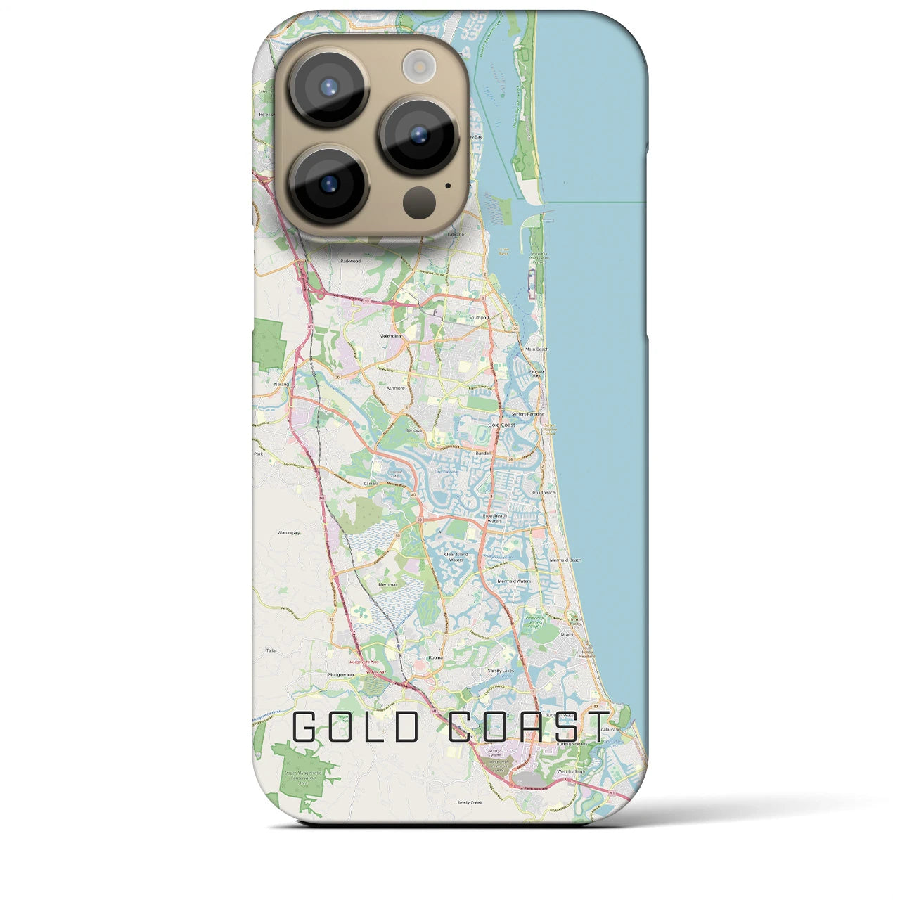 【ゴールドコースト】地図柄iPhoneケース（バックカバータイプ・ナチュラル）iPhone 14 Pro Max 用