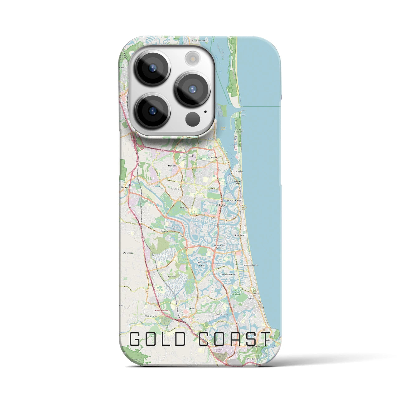 【ゴールドコースト】地図柄iPhoneケース（バックカバータイプ・ナチュラル）iPhone 14 Pro 用