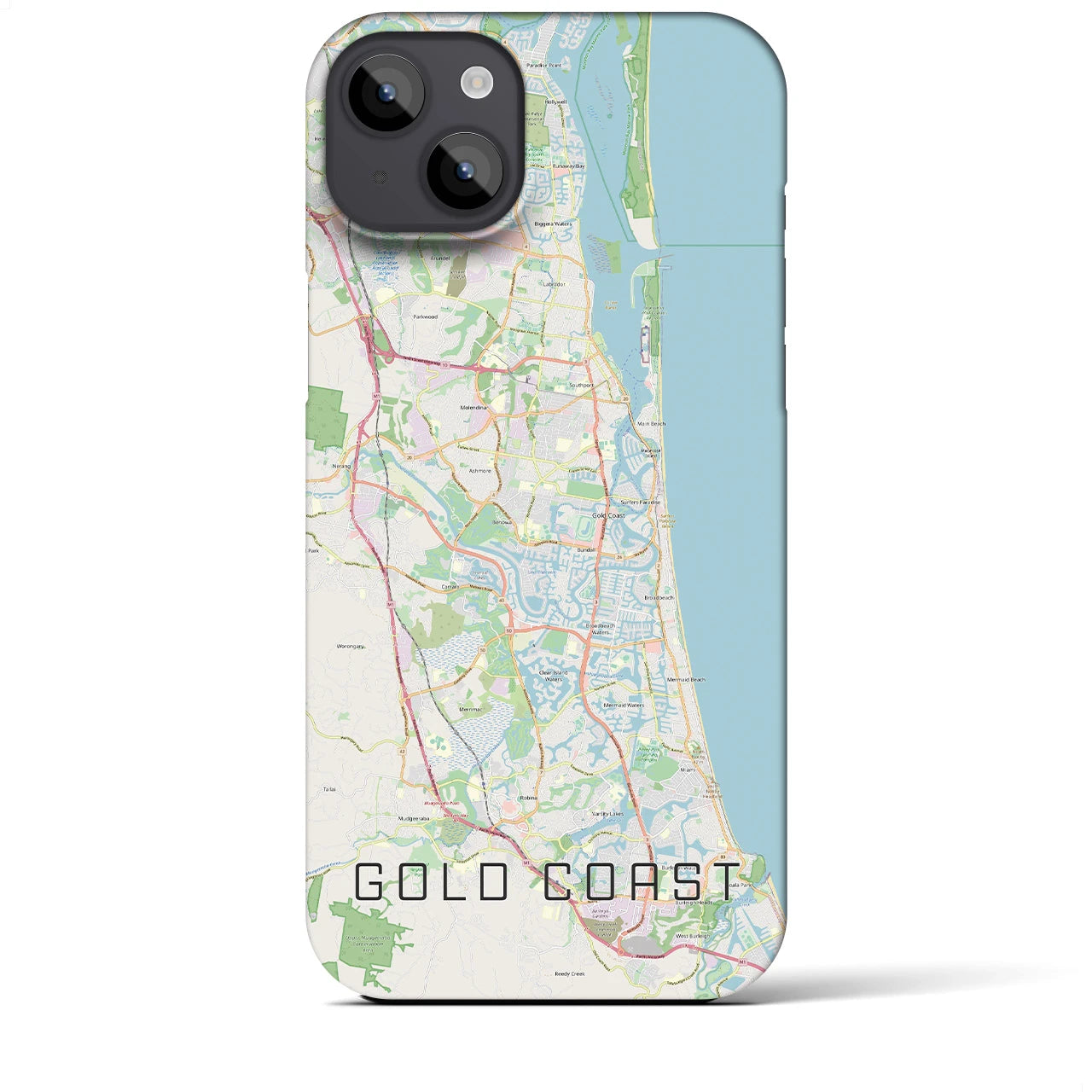 【ゴールドコースト】地図柄iPhoneケース（バックカバータイプ・ナチュラル）iPhone 14 Plus 用
