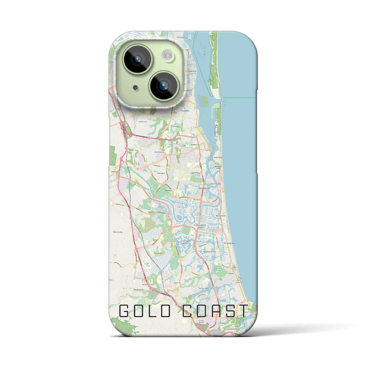 【ゴールドコースト】地図柄iPhoneケース（バックカバータイプ・ナチュラル）iPhone 15 用