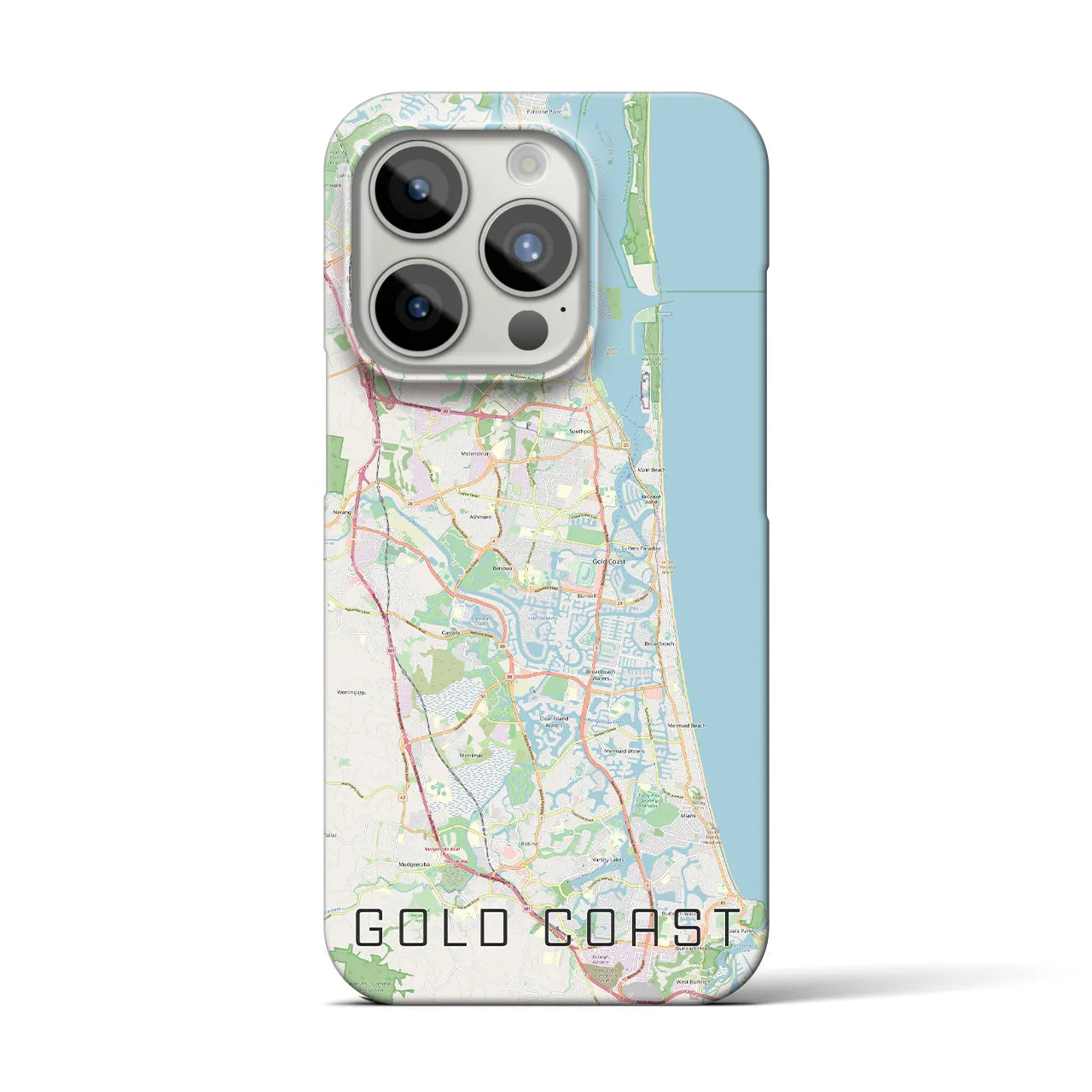 【ゴールドコースト】地図柄iPhoneケース（バックカバータイプ・ナチュラル）iPhone 15 Pro 用