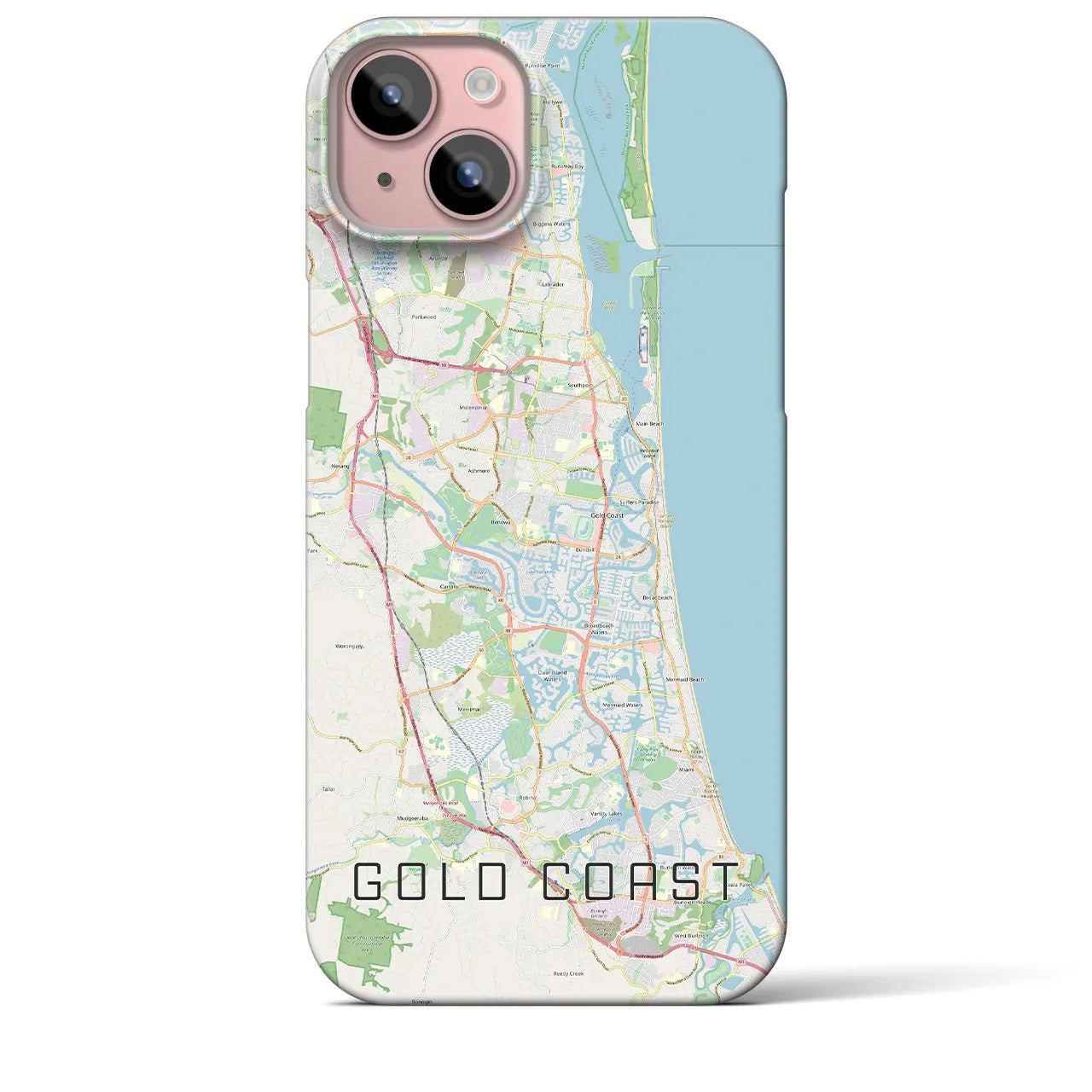 【ゴールドコースト】地図柄iPhoneケース（バックカバータイプ・ナチュラル）iPhone 15 Plus 用