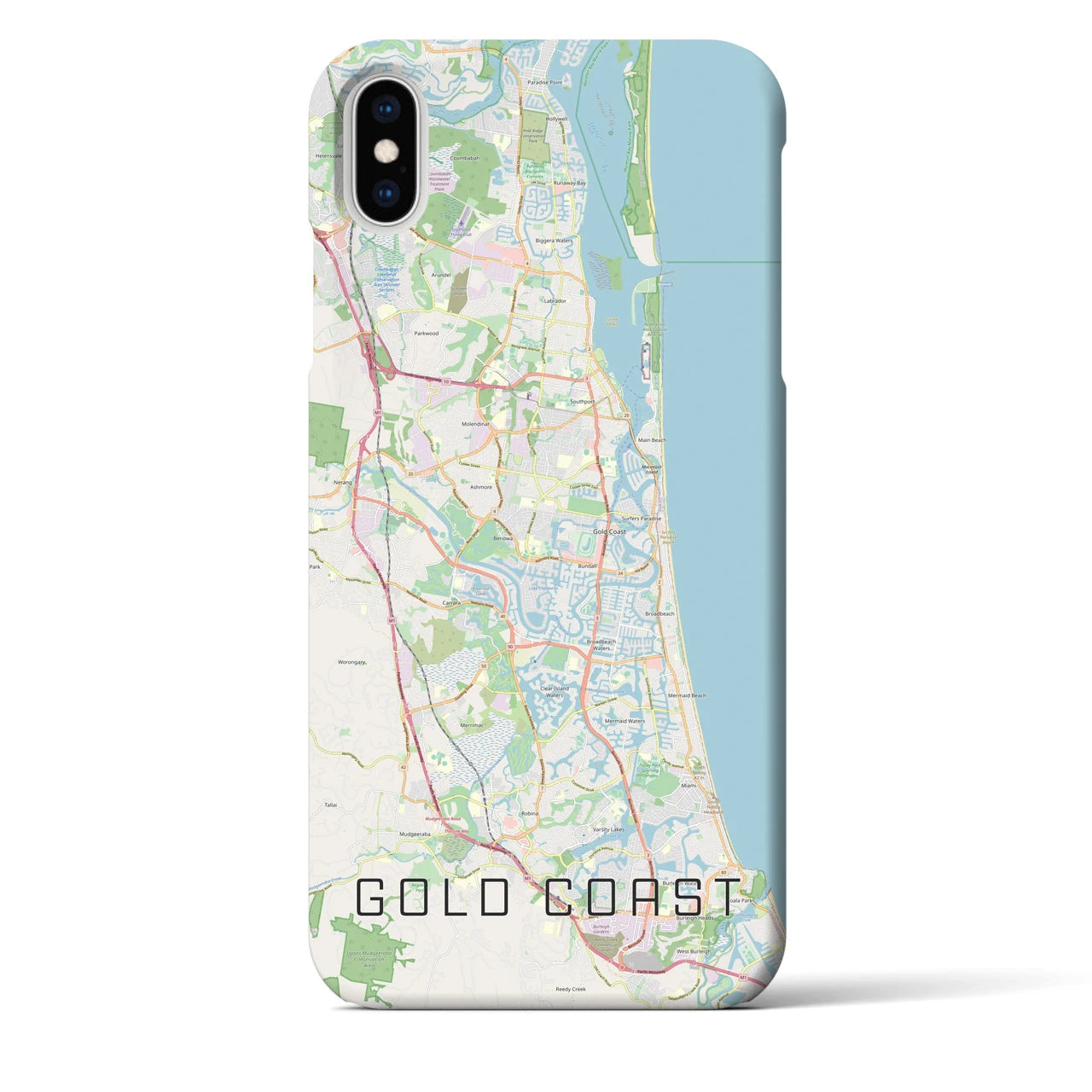 【ゴールドコースト】地図柄iPhoneケース（バックカバータイプ・ナチュラル）iPhone XS Max 用