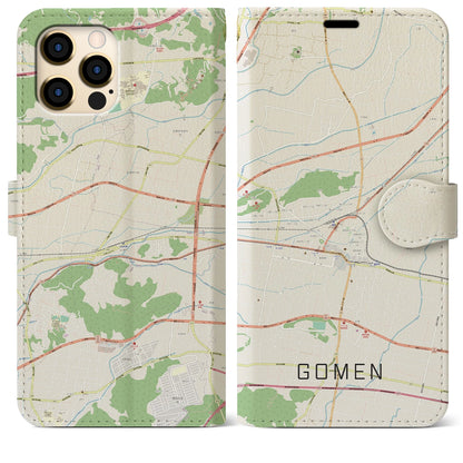 【後免（高知県）】地図柄iPhoneケース（手帳タイプ）ナチュラル・iPhone 12 Pro Max 用