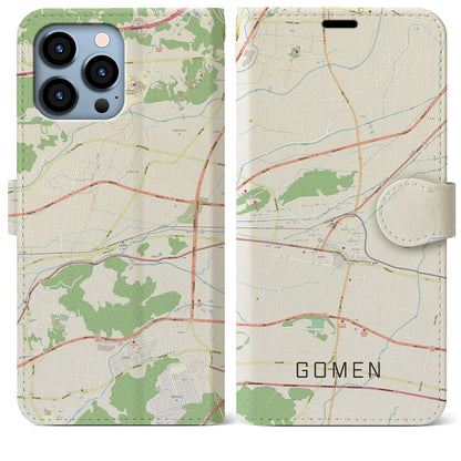 【後免（高知県）】地図柄iPhoneケース（手帳タイプ）ナチュラル・iPhone 13 Pro Max 用