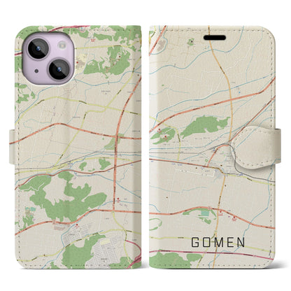 【後免（高知県）】地図柄iPhoneケース（手帳タイプ）ナチュラル・iPhone 14 用