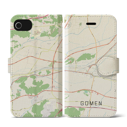 【後免（高知県）】地図柄iPhoneケース（手帳タイプ）ナチュラル・iPhone SE（第3 / 第2世代） / 8 / 7 / 6s / 6 用