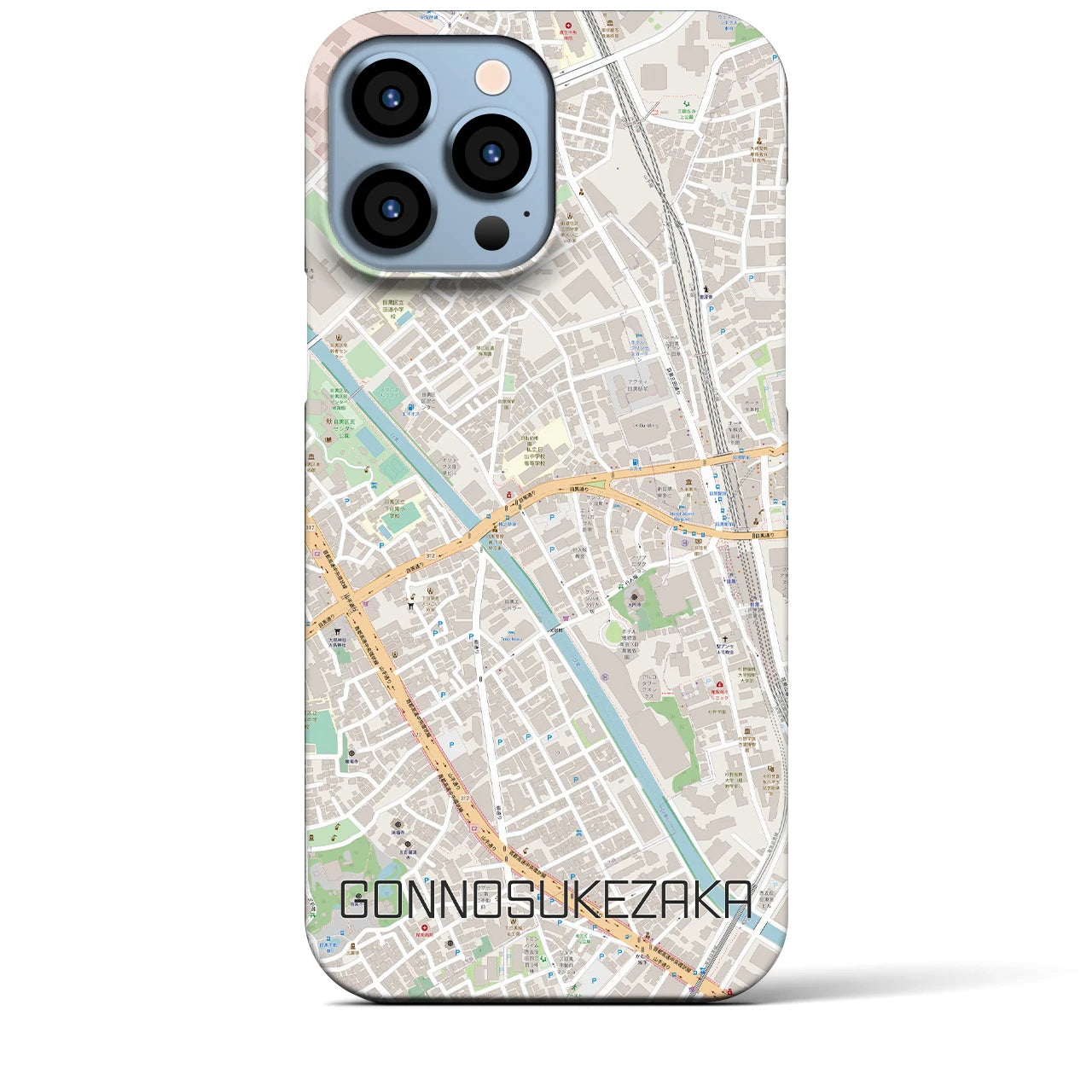 【権之助坂】地図柄iPhoneケース（バックカバータイプ・ナチュラル）iPhone 13 Pro Max 用