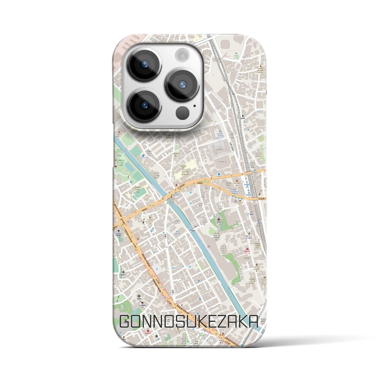 【権之助坂】地図柄iPhoneケース（バックカバータイプ・ナチュラル）iPhone 14 Pro 用
